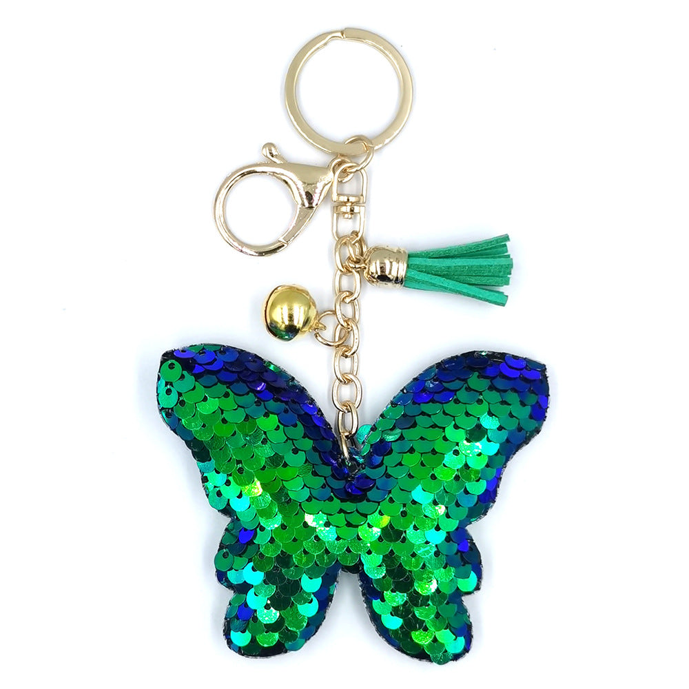 Wholesale PET Butterfly Tassel Bell Keychain